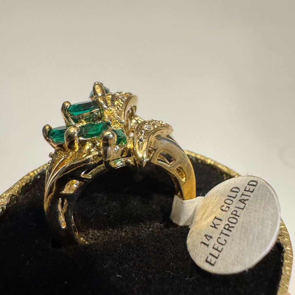 VTG cz gold 14kt hGE Crystal Leaf Ring size 5 - Picture 5 of 6